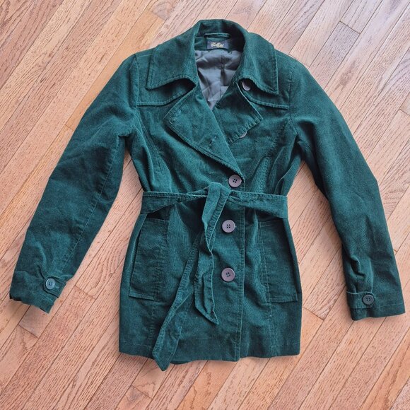 Green Corduroy Belted Jacket • Size 38 (S/M Fit) • Fully Lined - Picture 1 of 15